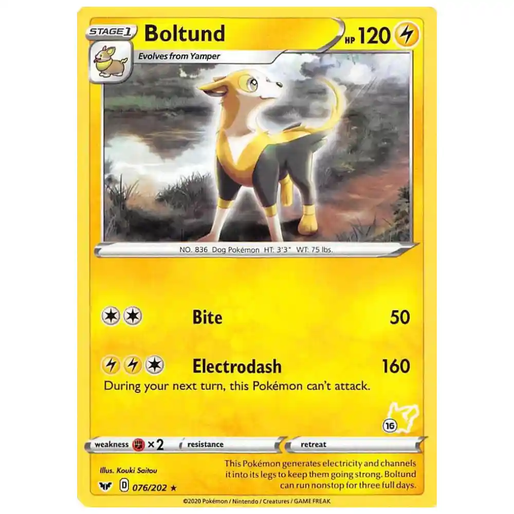 Boltund - 076/202 (#16 Pikachu Stamped) - Battle Academy 2022 (BA22)