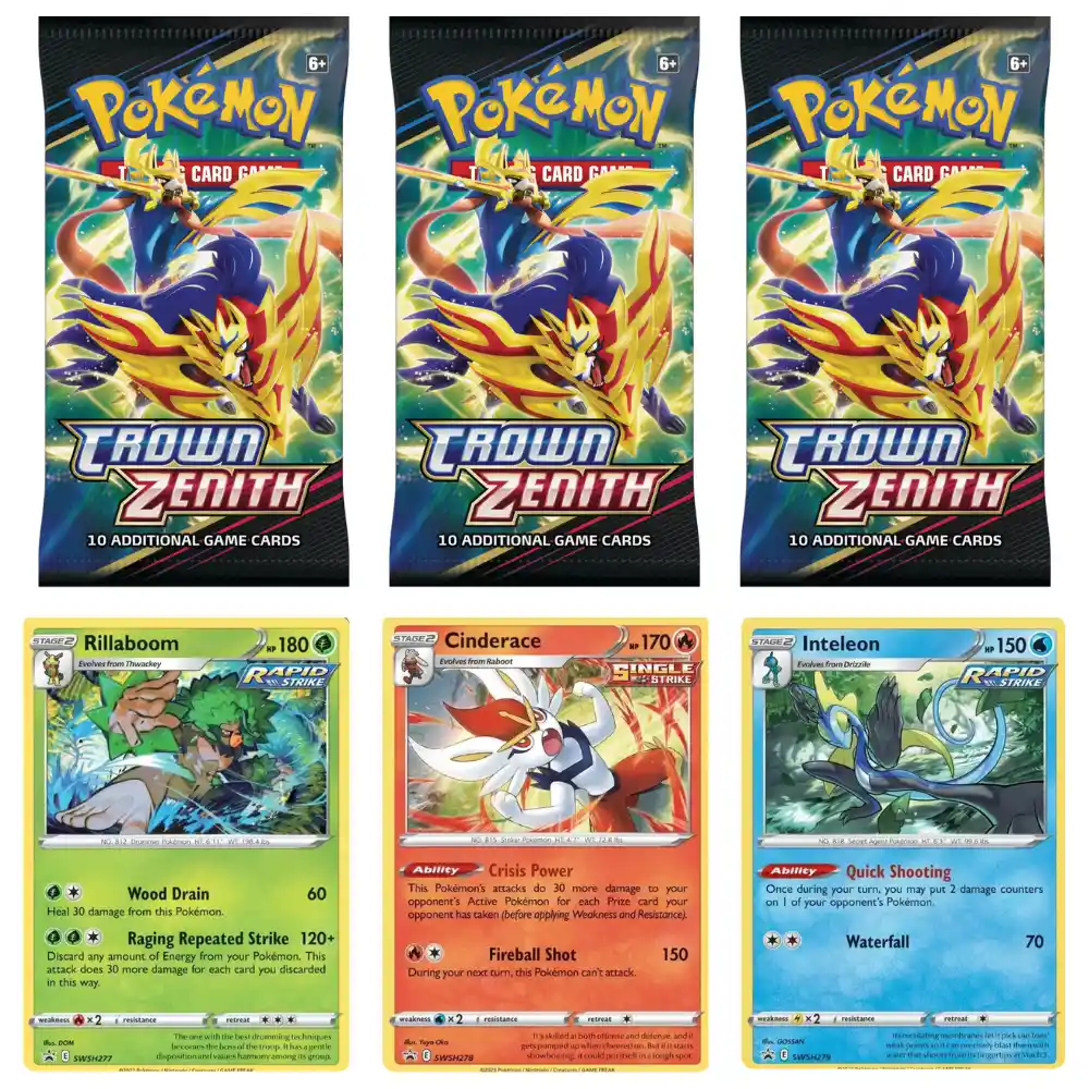 Pokemon Crown Zenith Pin Collection- Rillaboom / Inteleon / Cinderace - Image 8